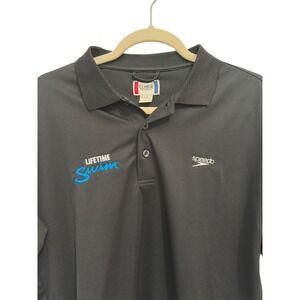 Clique Polo Shirt Black Mesh Lifetime Swim Speedo Logo Mens Large L